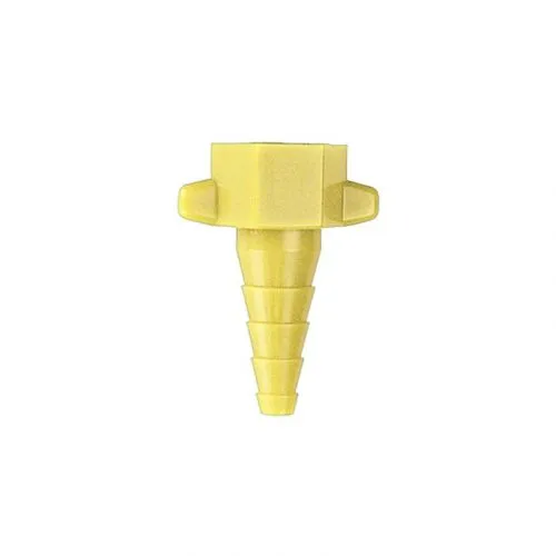 Yellow disposable medical tubing nipple